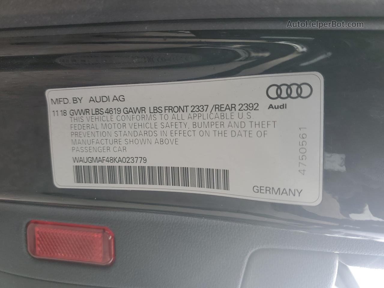 2019 Audi A4 Premium Black vin: WAUGMAF48KA023779