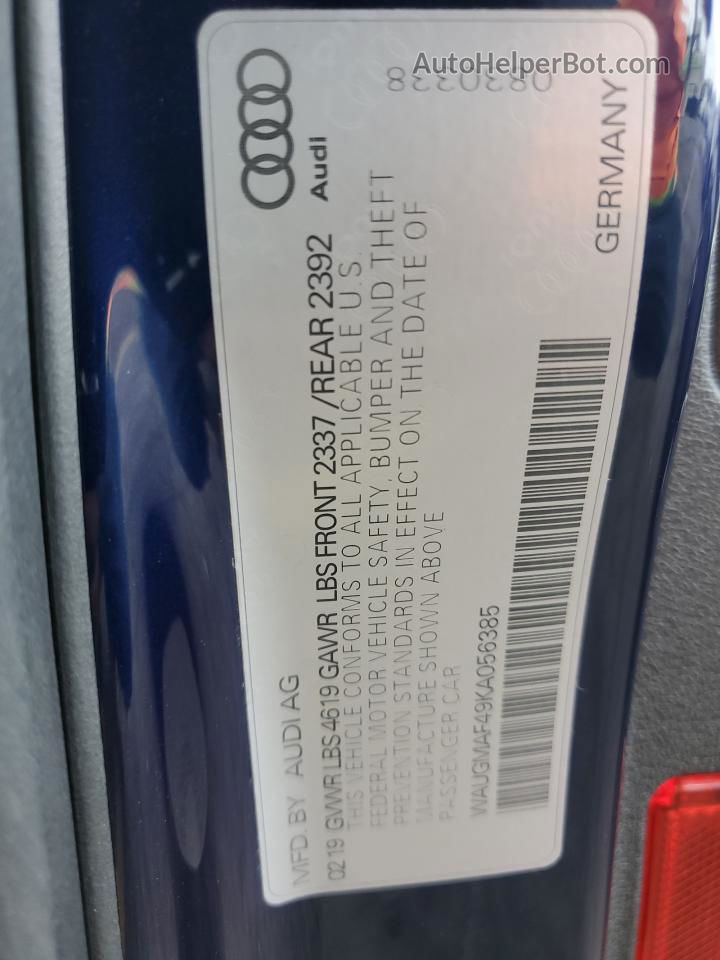 2019 Audi A4 Premium Blue vin: WAUGMAF49KA056385