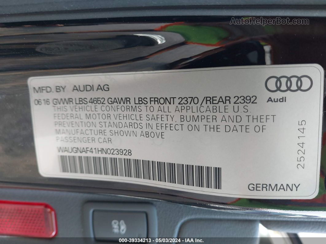 2017 Audi A4 2.0t Premium Черный vin: WAUGNAF41HN023928