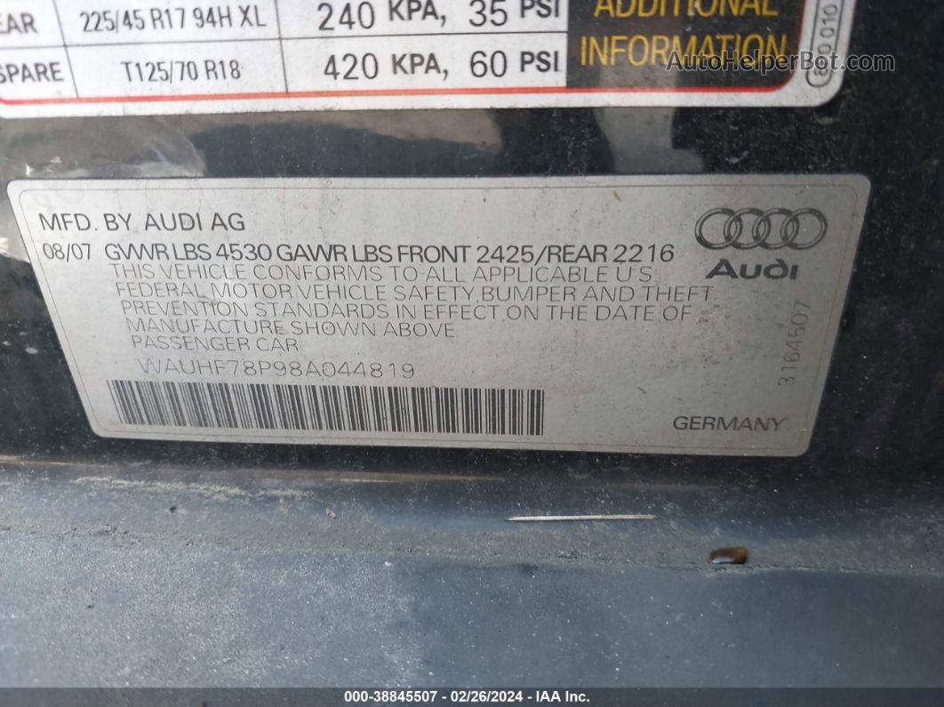 2008 Audi A3 2.0t Черный vin: WAUHF78P98A044819