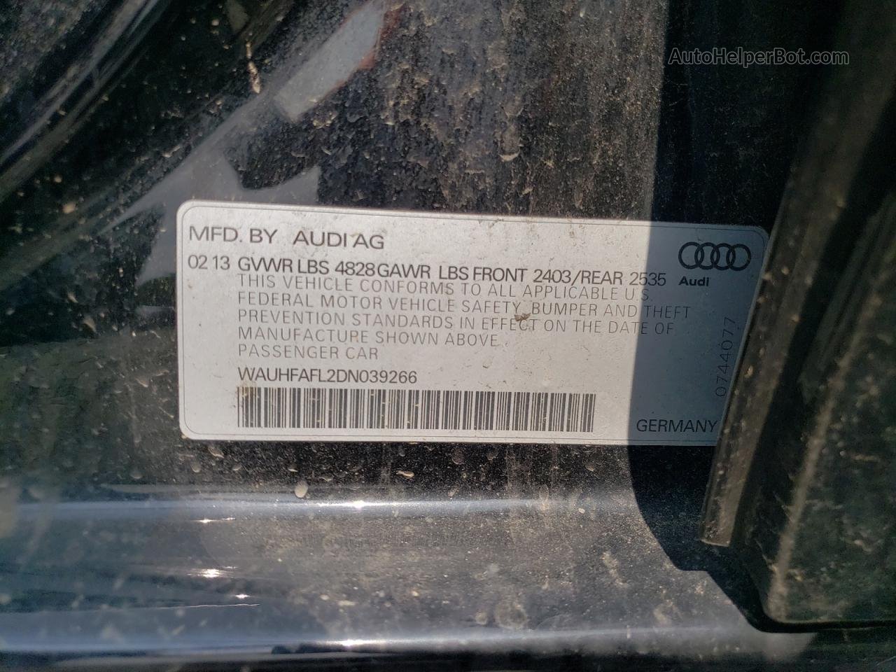 2013 Audi A4 Premium Plus Black vin: WAUHFAFL2DN039266
