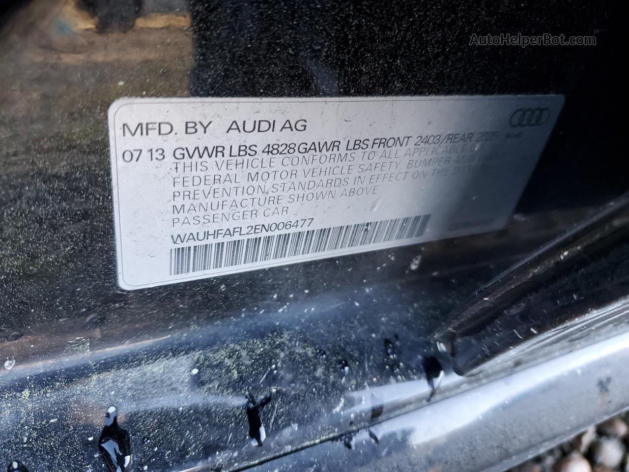 2014 Audi A4 Premium Plus Черный vin: WAUHFAFL2EN006477