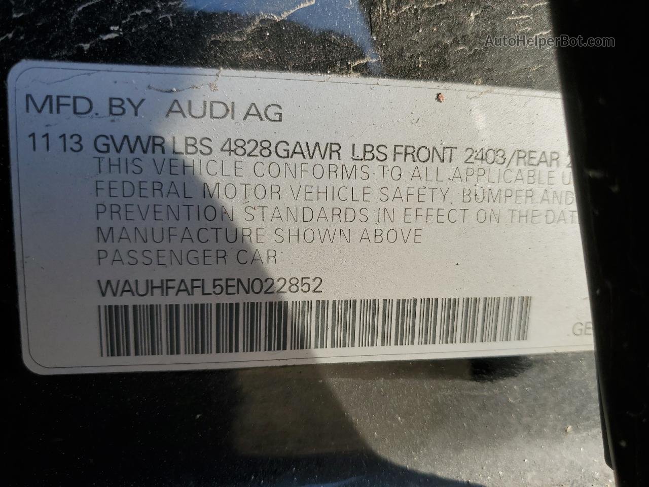 2014 Audi A4 Premium Plus Black vin: WAUHFAFL5EN022852