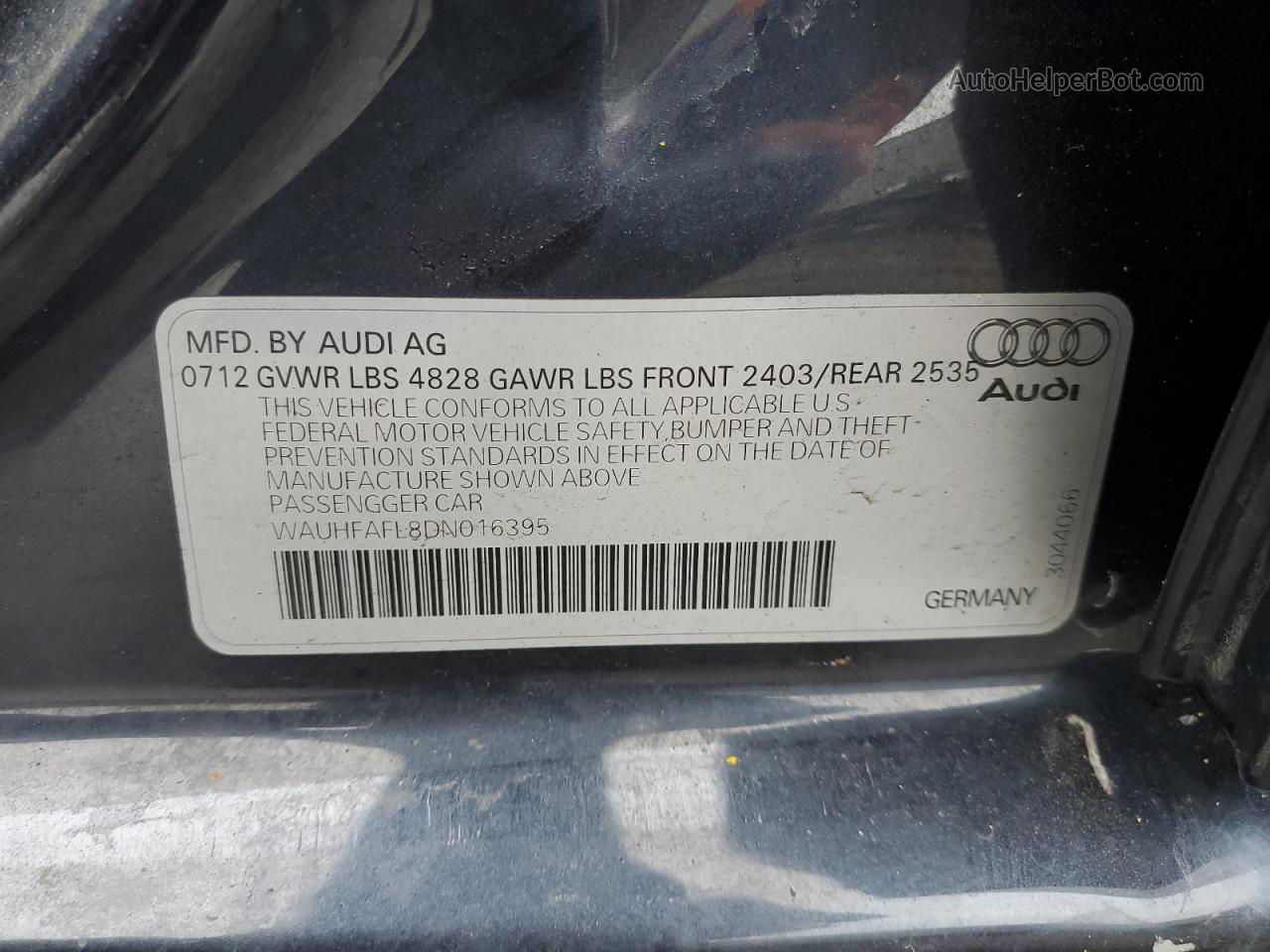 2013 Audi A4 Premium Plus Синий vin: WAUHFAFL8DN016395