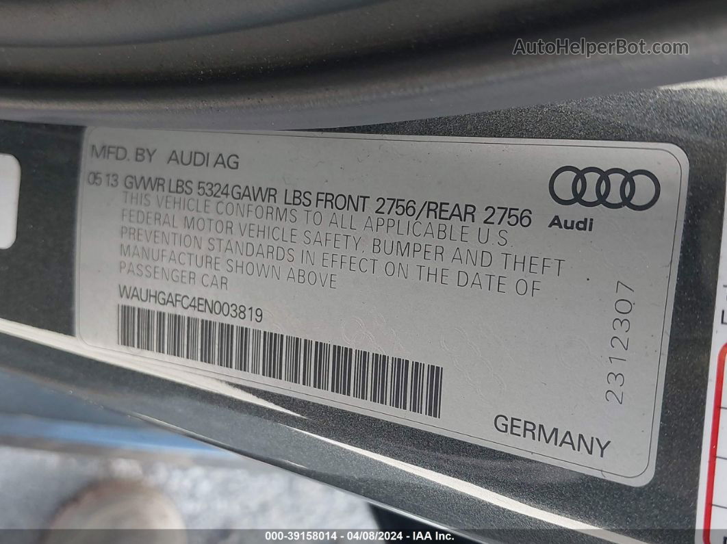 2014 Audi A6 3.0t Premium Plus Gray vin: WAUHGAFC4EN003819