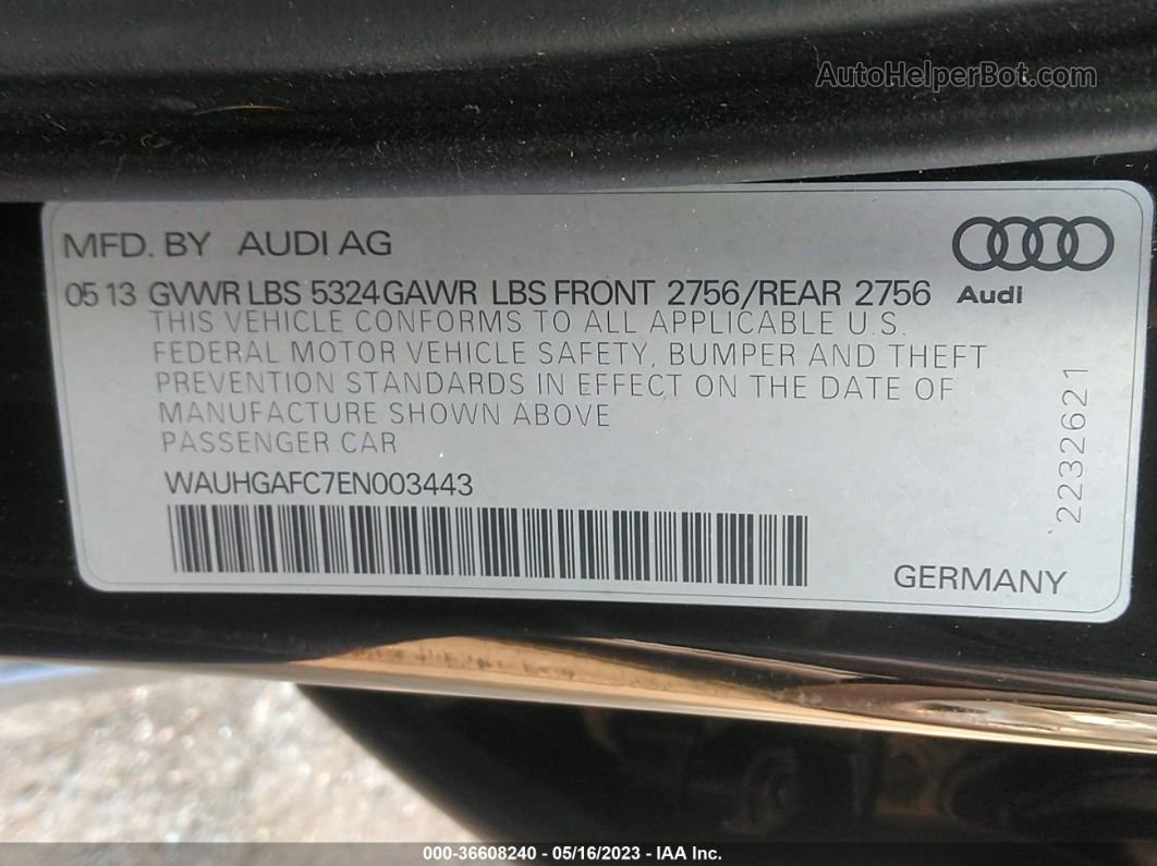 2014 Audi A6 3.0t Prestige Black vin: WAUHGAFC7EN003443