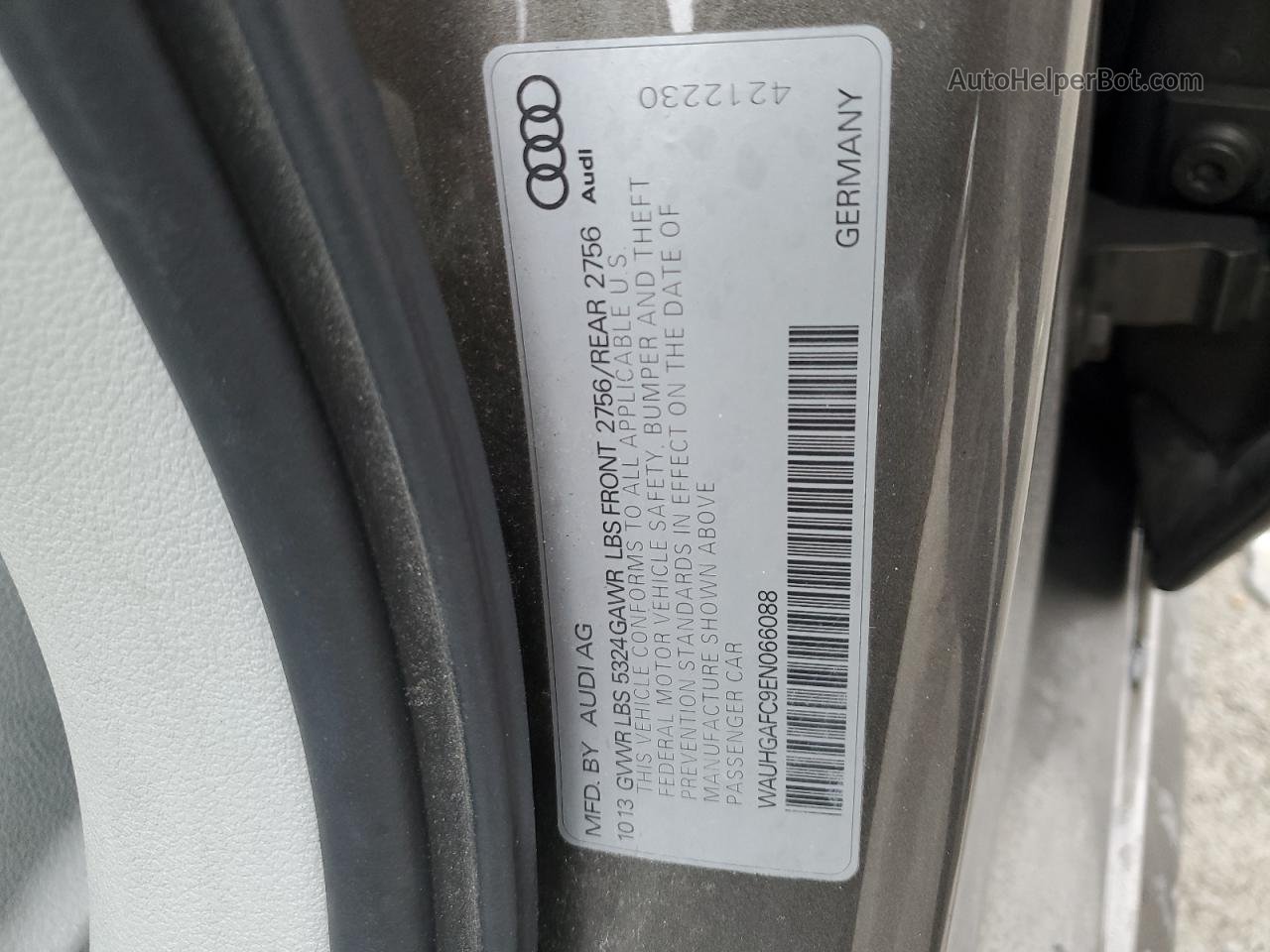 2014 Audi A6 Prestige Серый vin: WAUHGAFC9EN066088