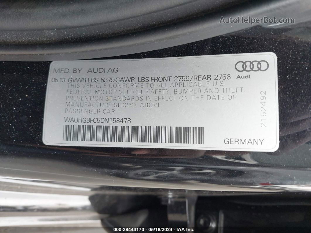 2013 Audi A6 3.0t Premium Black vin: WAUHGBFC5DN158478