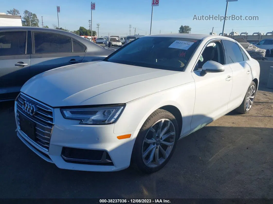 2019 Audi A4 40 Premium White vin: WAUHMAF44KN004398