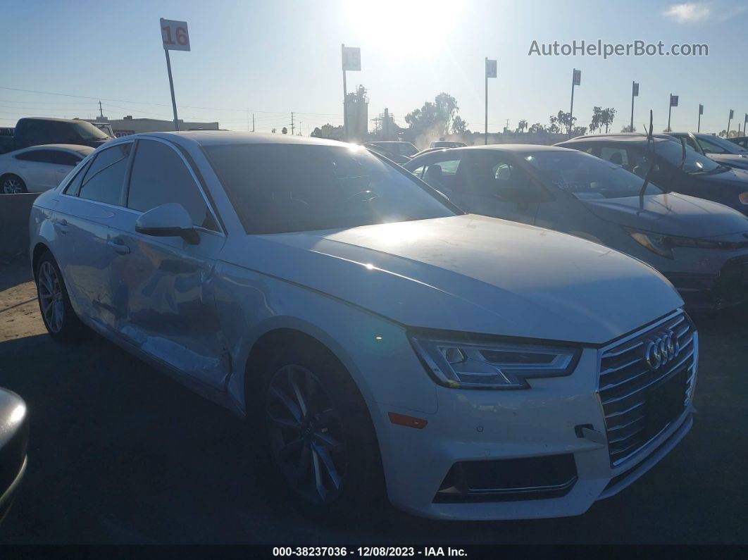 2019 Audi A4 40 Premium White vin: WAUHMAF44KN004398