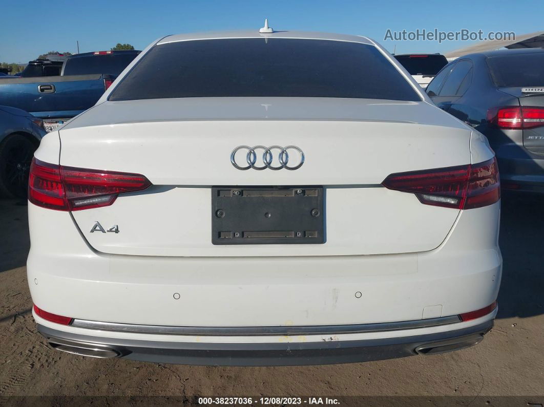 2019 Audi A4 40 Premium White vin: WAUHMAF44KN004398