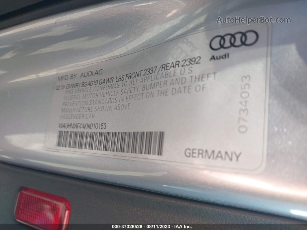 2019 Audi A4 Premium Plus Silver vin: WAUHMAF44KN010153
