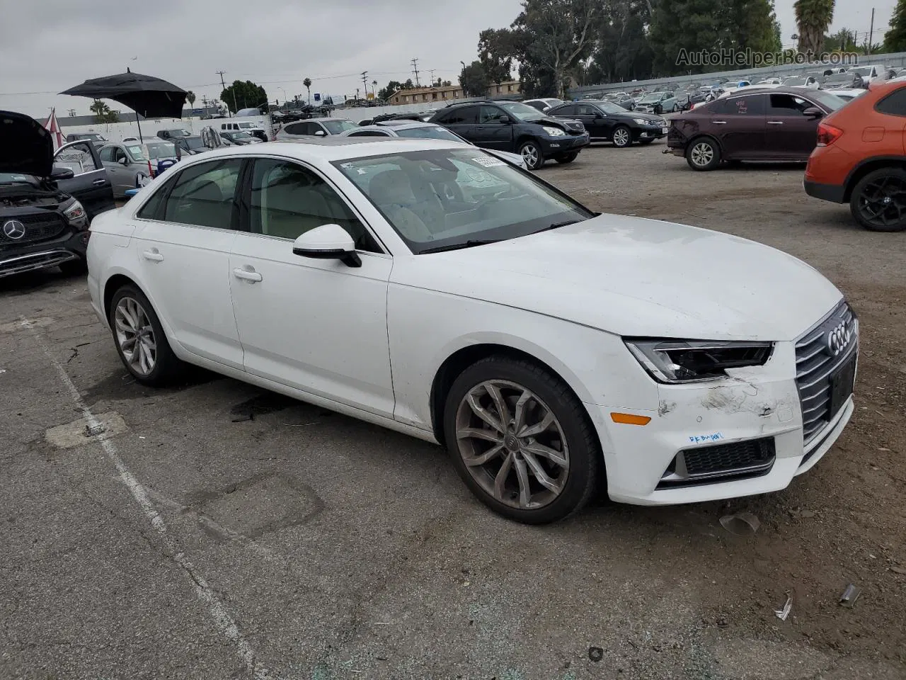 2019 Audi A4 Premium Plus White vin: WAUHMAF47KA007870