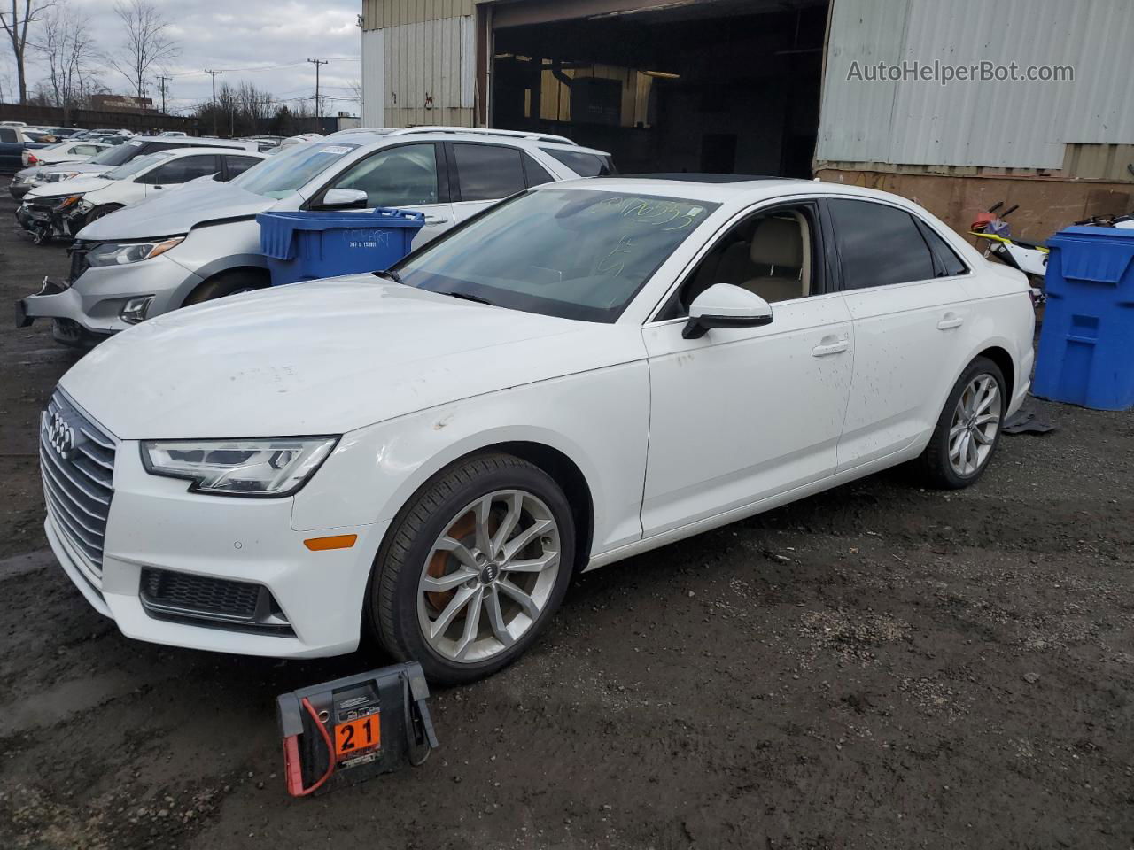 2019 Audi A4 Premium Plus White vin: WAUHMAF49KN002016