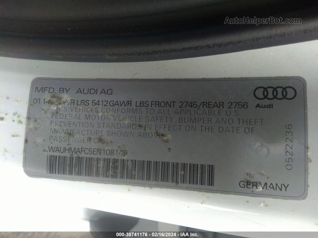 2014 Audi A6 3.0 Tdi Premium Plus White vin: WAUHMAFC5EN108149