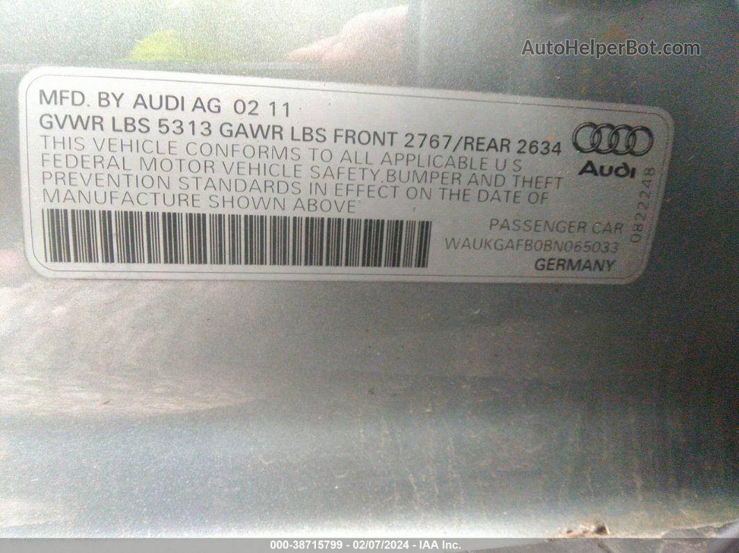 2011 Audi A6 3.0 Premium Silver vin: WAUKGAFB0BN065033