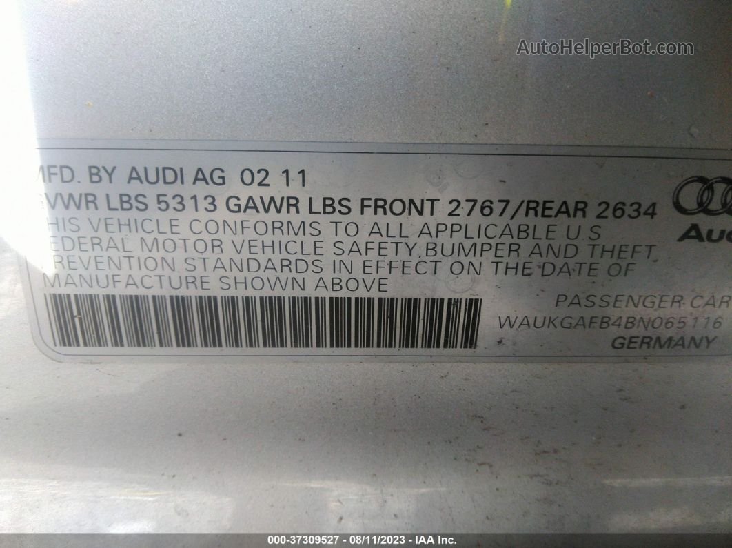 2011 Audi A6 3.0t Prestige Silver vin: WAUKGAFB4BN065116