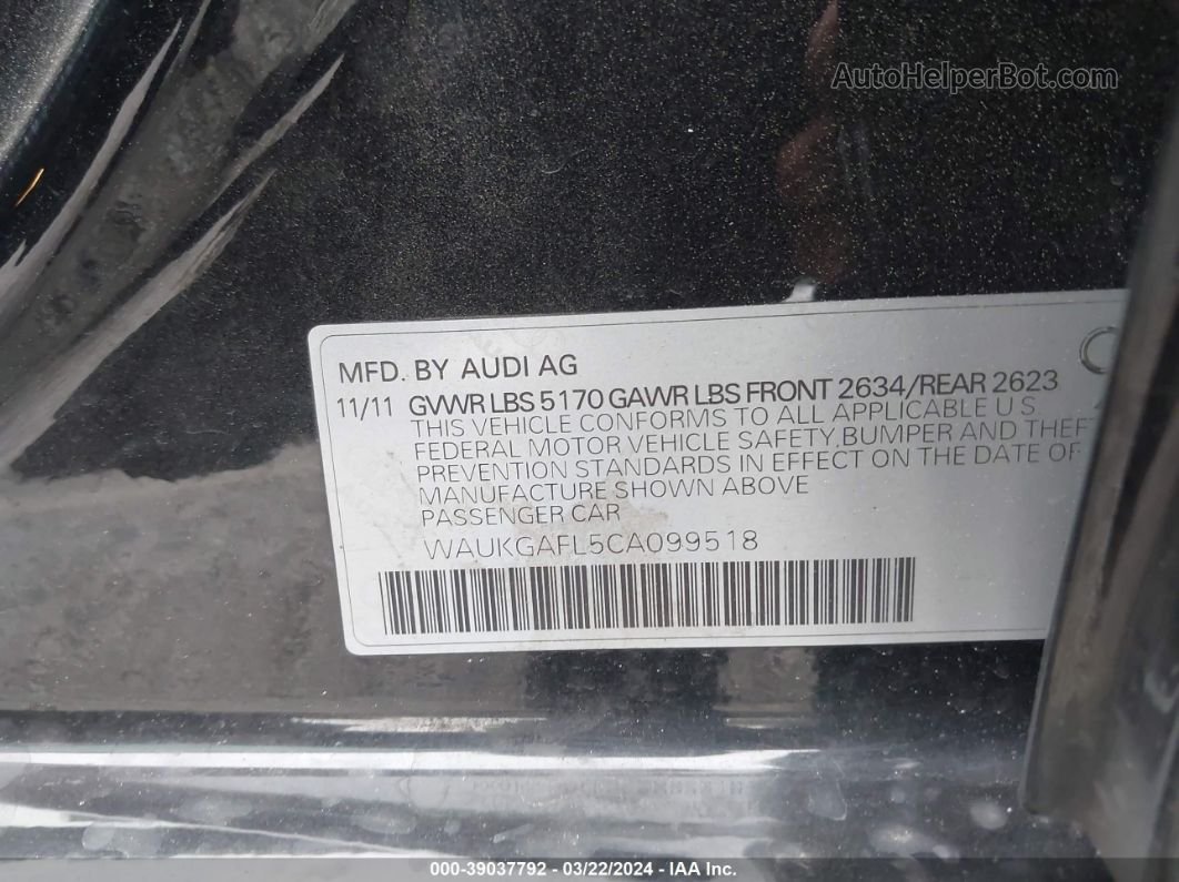 2012 Audi S4 3.0 Premium Plus Черный vin: WAUKGAFL5CA099518
