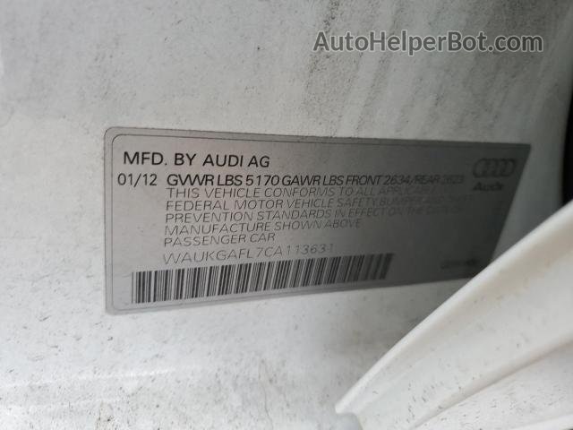 2012 Audi S4 Prestige Белый vin: WAUKGAFL7CA113631