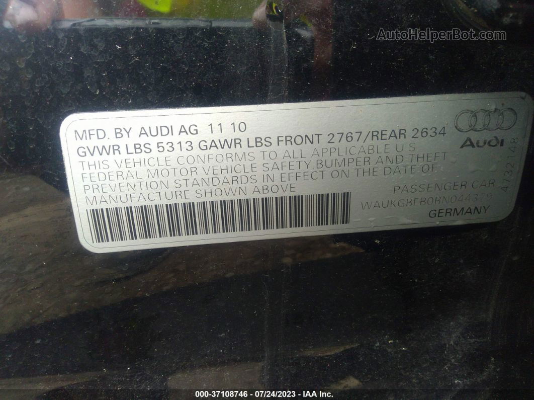 2011 Audi A6 3.0t Prestige Black vin: WAUKGBFB0BN044379