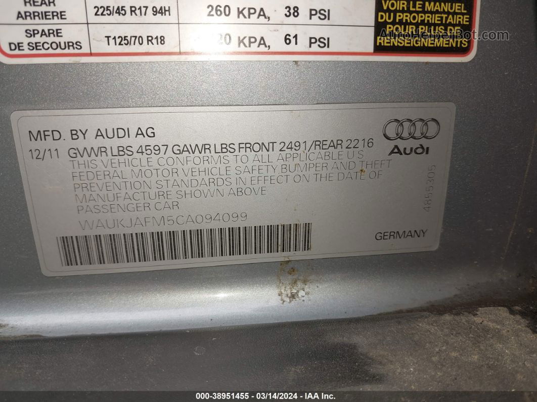 2012 Audi A3 2.0 Tdi Premium Gray vin: WAUKJAFM5CA094099