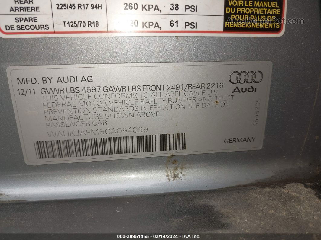 2012 Audi A3 2.0 Tdi Premium Серый vin: WAUKJAFM5CA094099