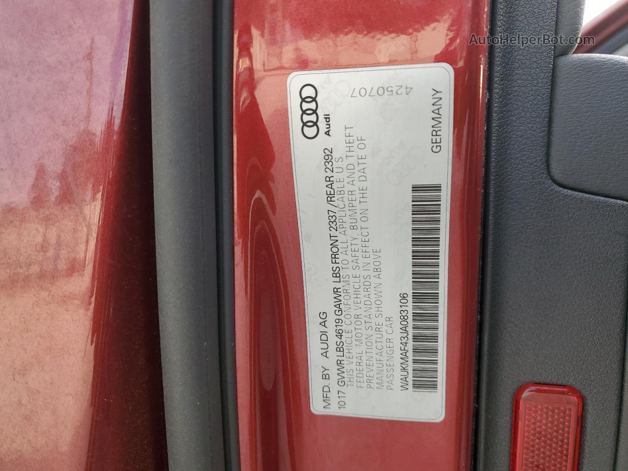 2018 Audi A4 Premium Orange vin: WAUKMAF43JA083106