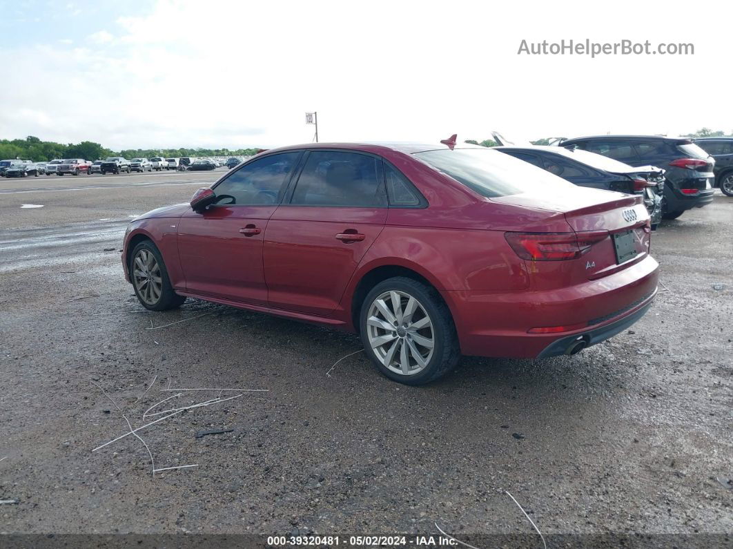 2018 Audi A4 2.0t Tech Ultra Premium/2.0t Ultra Premium Red vin: WAUKMAF43JA122387