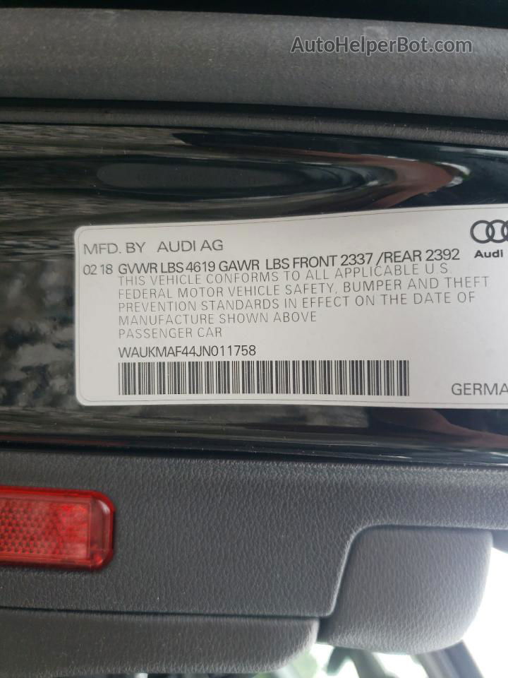 2018 Audi A4 Premium Black vin: WAUKMAF44JN011758