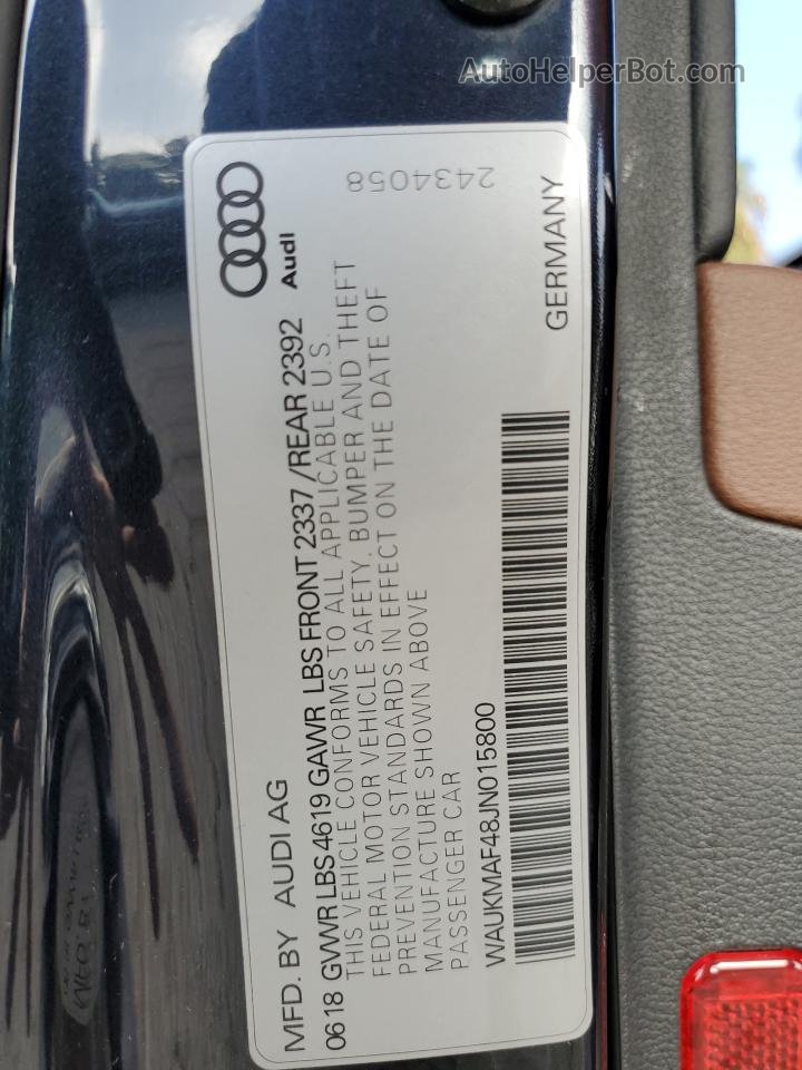2018 Audi A4 Premium Blue vin: WAUKMAF48JN015800