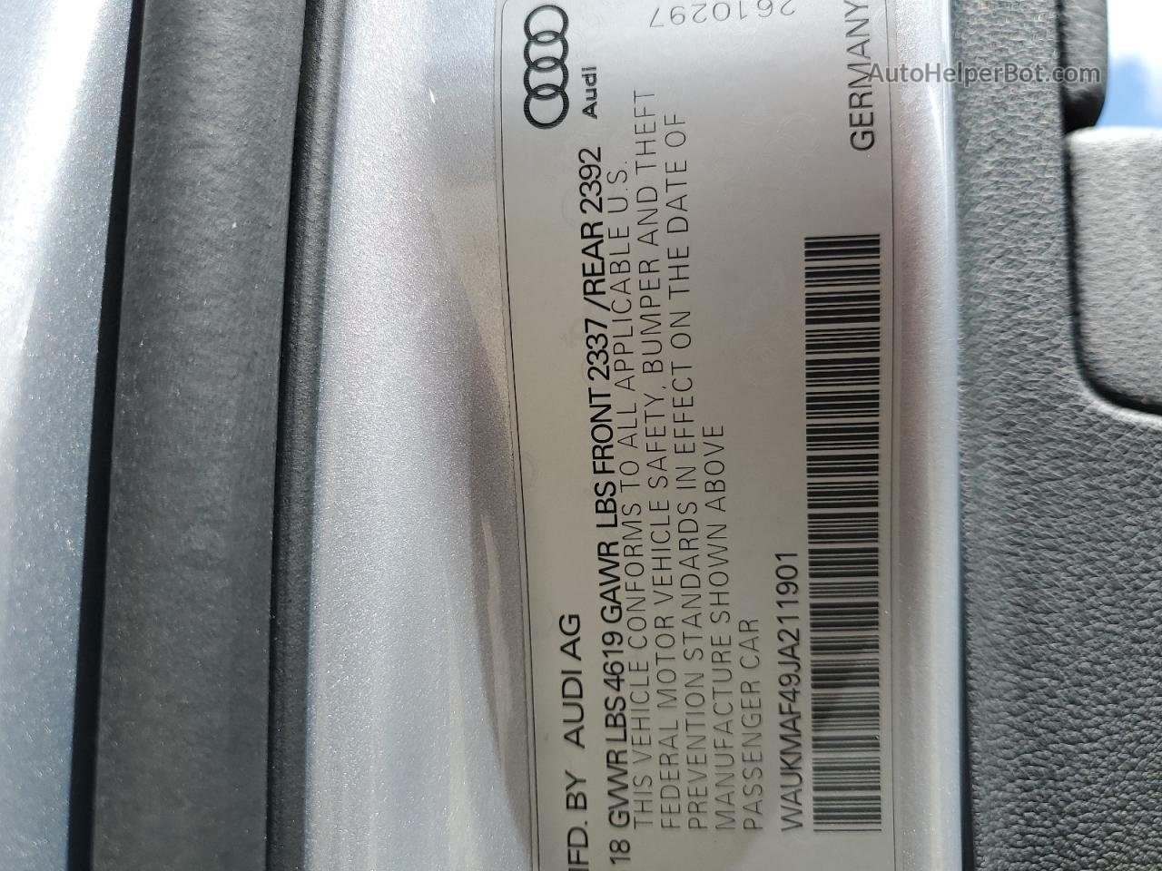2018 Audi A4 Premium Silver vin: WAUKMAF49JA211901