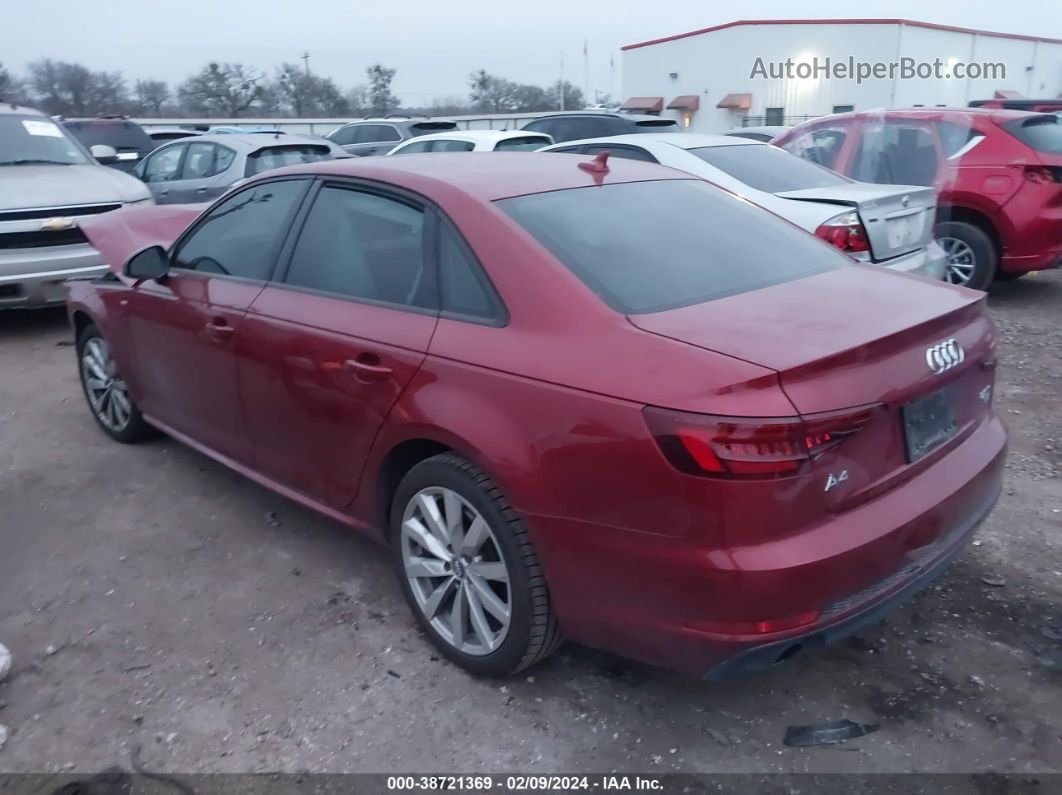 2018 Audi A4 2.0t Tech Ultra Premium/2.0t Ultra Premium Red vin: WAUKMAF49JN010802