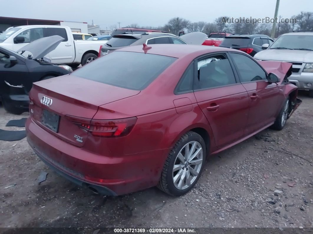 2018 Audi A4 2.0t Tech Ultra Premium/2.0t Ultra Premium Red vin: WAUKMAF49JN010802