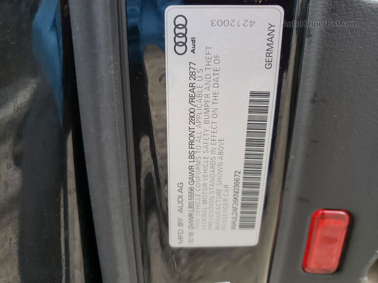 2019 Audi A6 Premium Plus Черный vin: WAUL2AF26KN036672