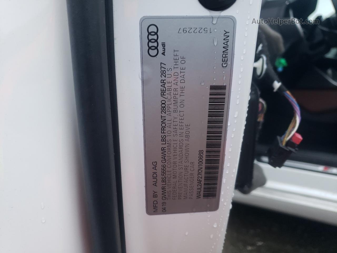 2019 Audi A6 Premium Plus White vin: WAUL2AF27KN100668