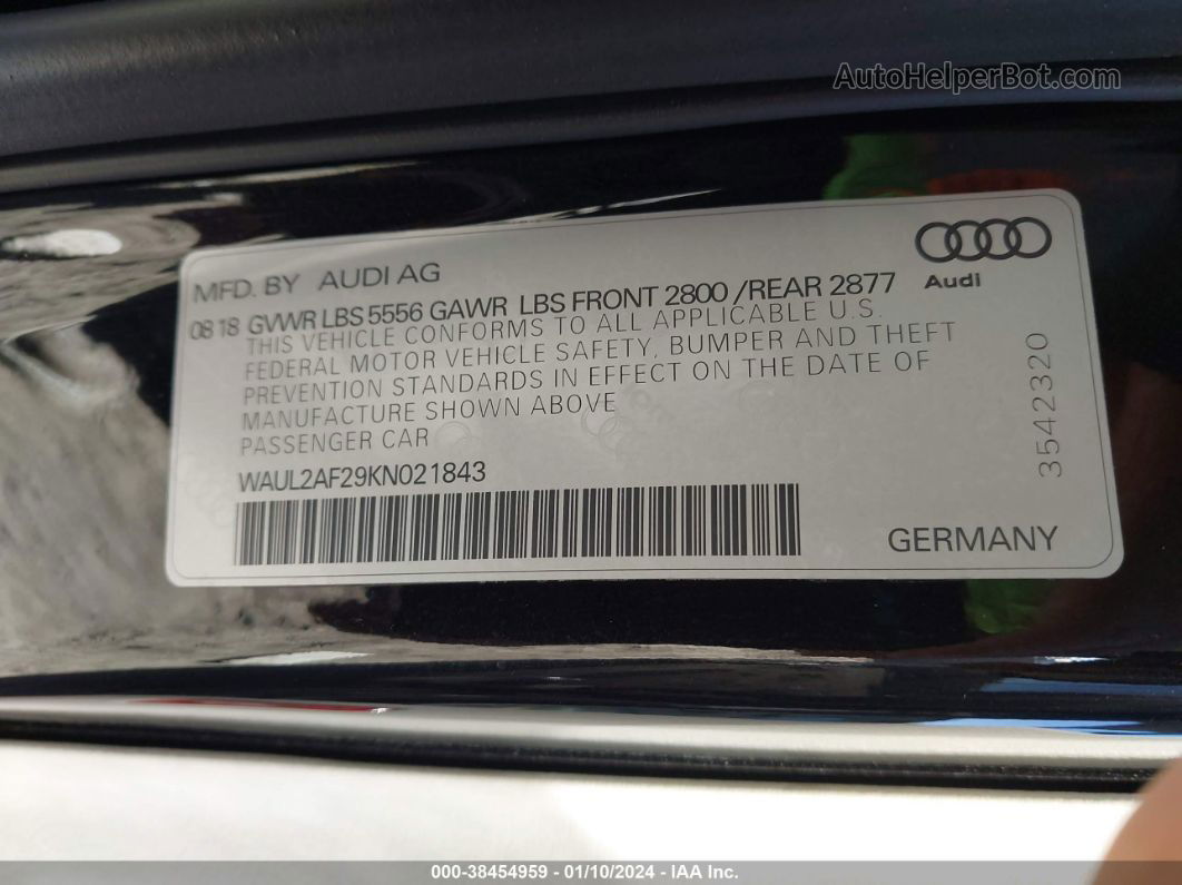 2019 Audi A6 55 Premium Black vin: WAUL2AF29KN021843