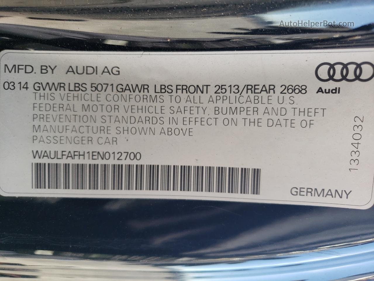 2014 Audi A5 Premium Plus Черный vin: WAULFAFH1EN012700