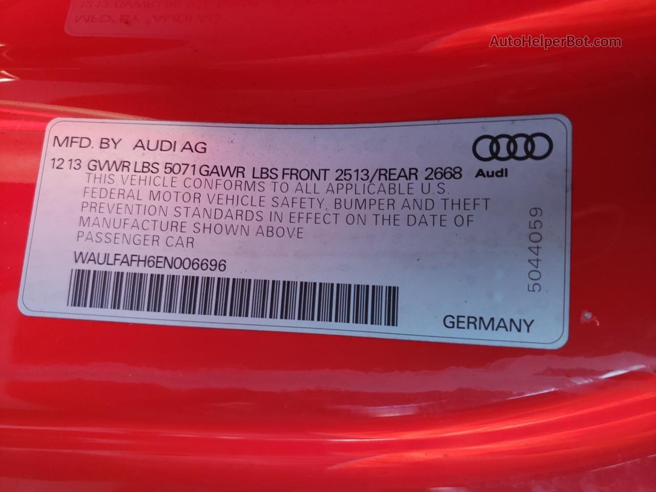 2014 Audi A5 Premium Plus Red vin: WAULFAFH6EN006696