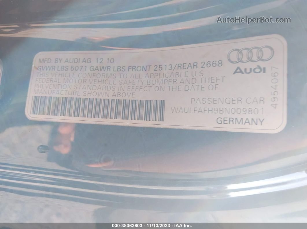 2011 Audi A5 2.0t Premium Gray vin: WAULFAFH9BN009801