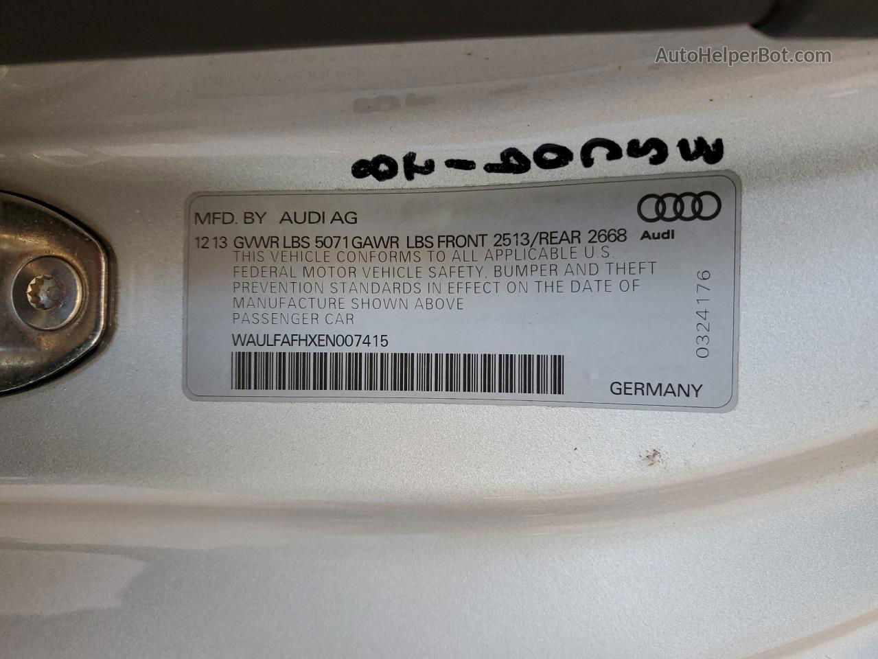 2014 Audi A5 Premium Plus Серебряный vin: WAULFAFHXEN007415