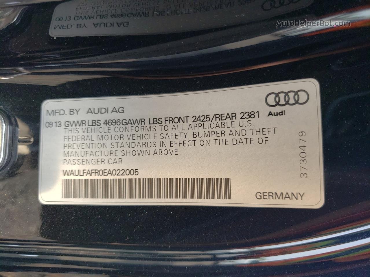 2014 Audi A5 Premium Plus Черный vin: WAULFAFR0EA022005