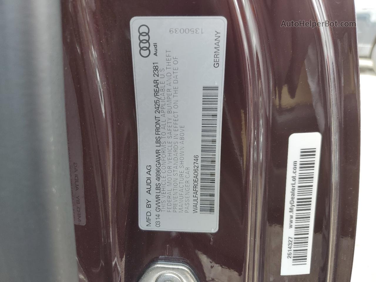 2014 Audi A5 Premium Plus Purple vin: WAULFAFR0EA062746