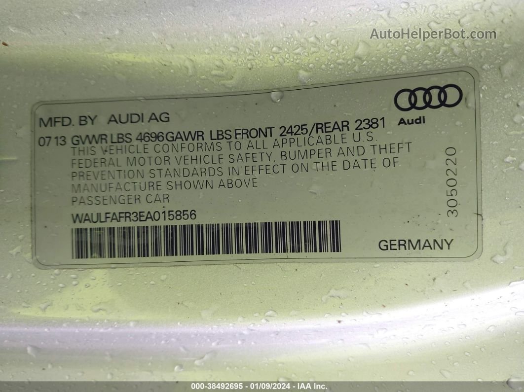 2014 Audi A5 2.0t Premium Серебряный vin: WAULFAFR3EA015856