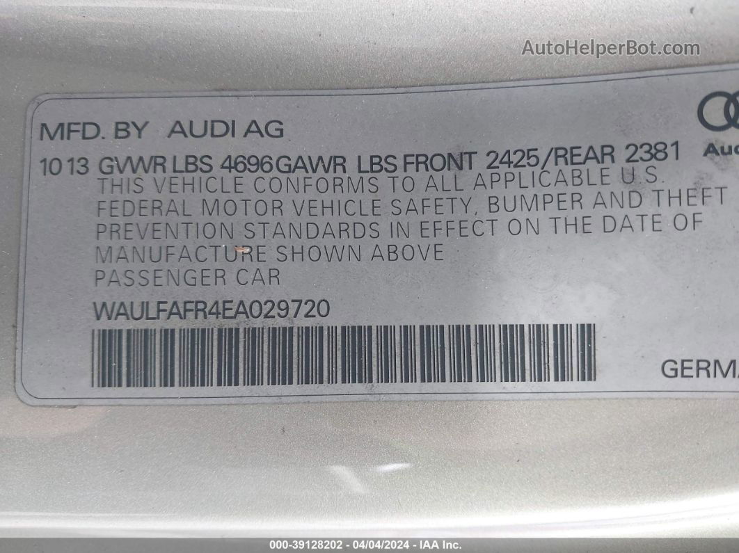 2014 Audi A5 2.0t Premium Серый vin: WAULFAFR4EA029720