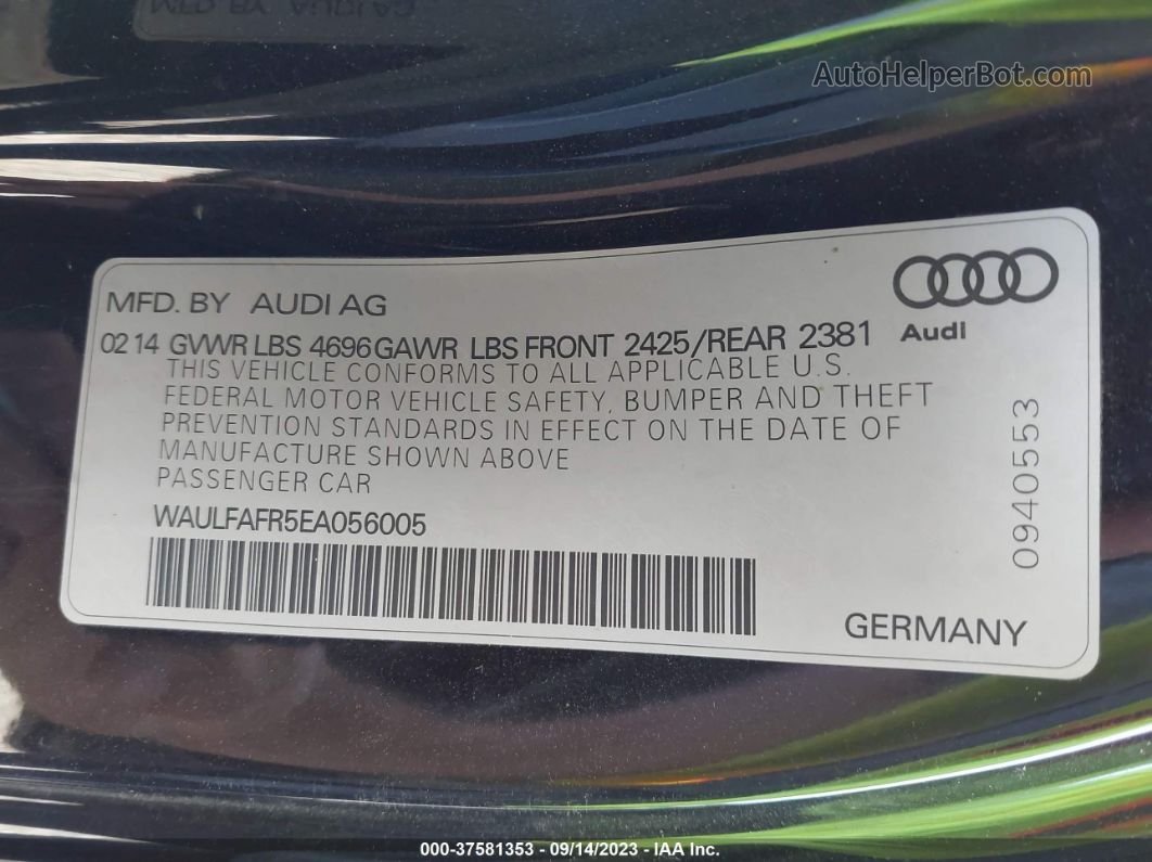 2014 Audi A5 2.0t Premium Black vin: WAULFAFR5EA056005