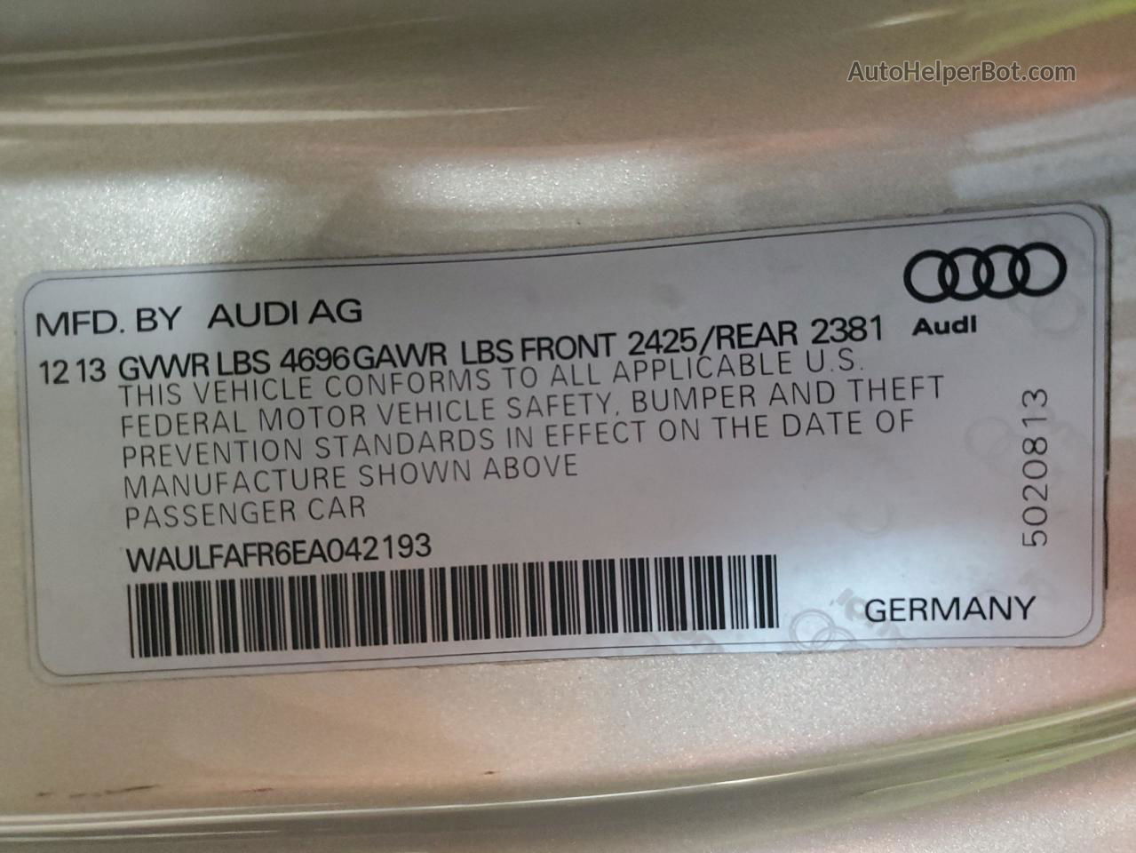 2014 Audi A5 Premium Plus Серебряный vin: WAULFAFR6EA042193