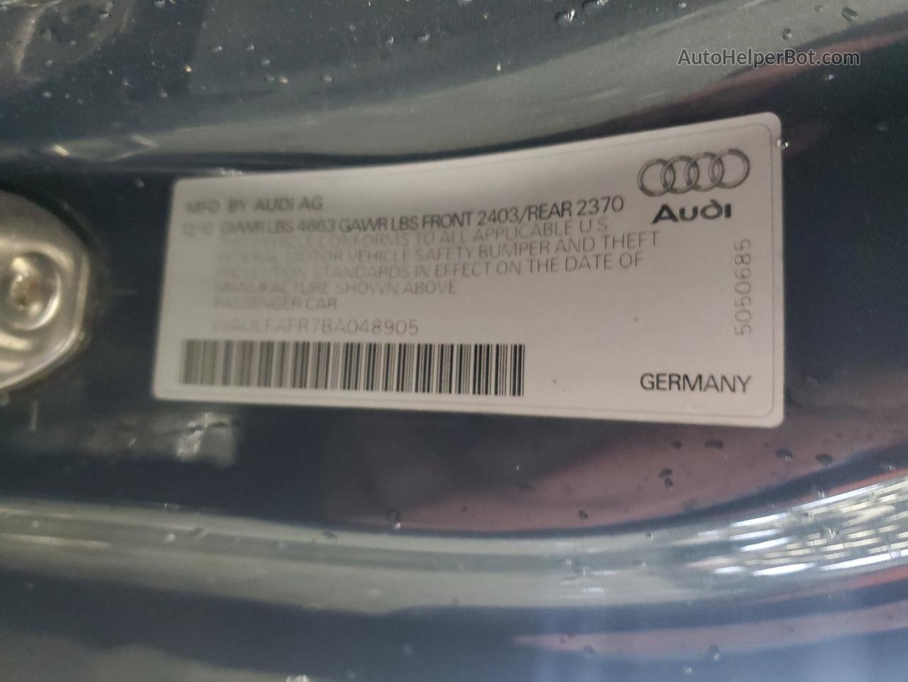 2011 Audi A5 Premium Plus Черный vin: WAULFAFR7BA048905