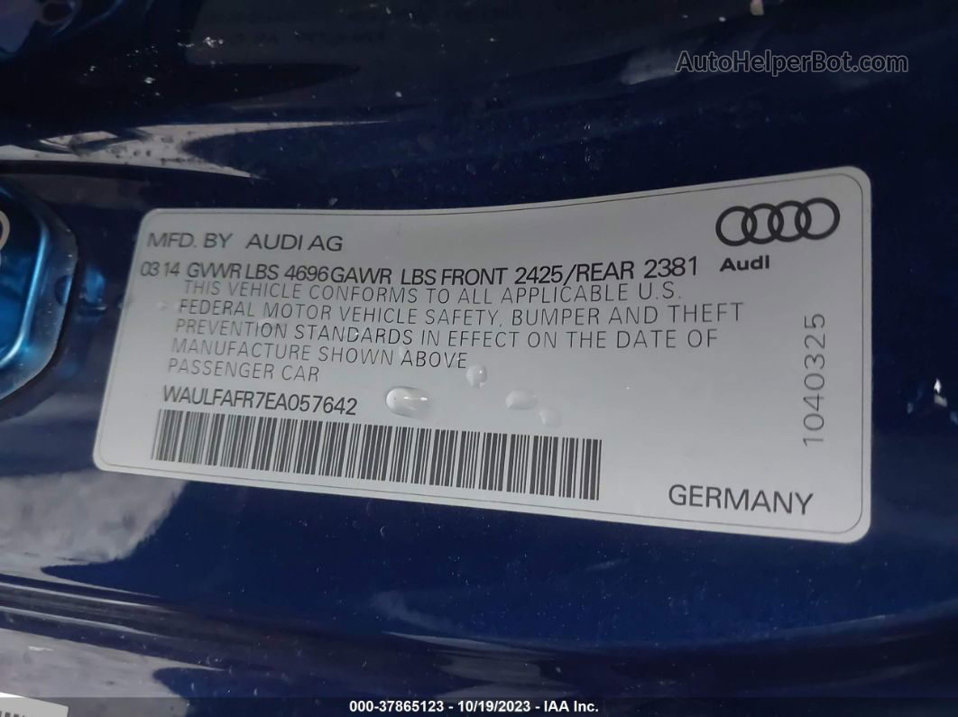 2014 Audi A5 2.0t Premium Blue vin: WAULFAFR7EA057642