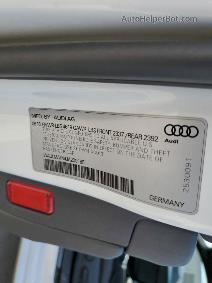2018 Audi A4 Premium Plus White vin: WAULMAF44JA209185