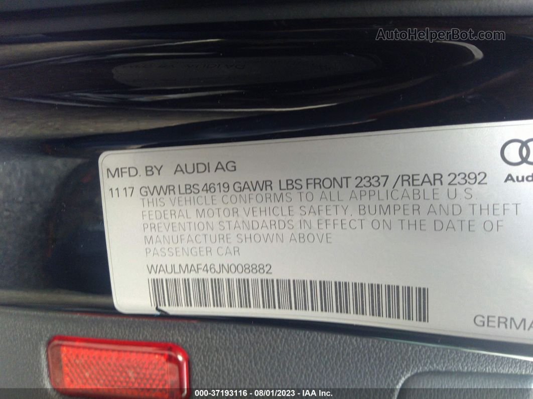 2018 Audi A4 Premium Plus Черный vin: WAULMAF46JN008882